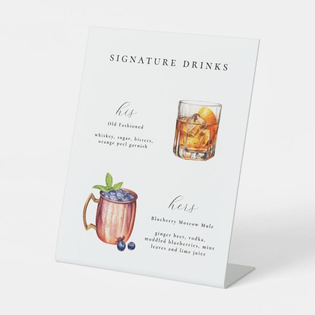Signature Drinks Hochzeit Sockelschild (Vorderseite)