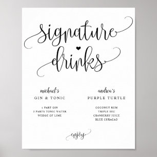 Signature Drinks Hochzeit Zeichen rustikale Kallig Poster