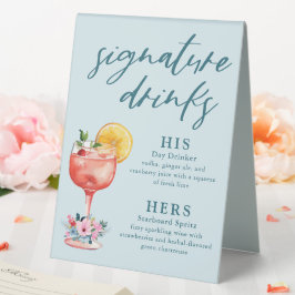 Signature Drinks Hochzeitcocktail Light Blue Tischaufsteller