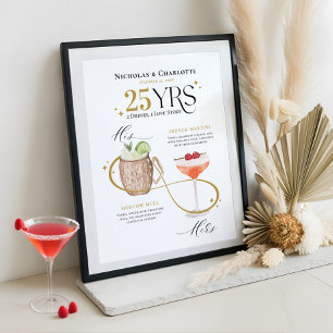 Signature Drinks Hochzeitliches Cocktailmenü Poster