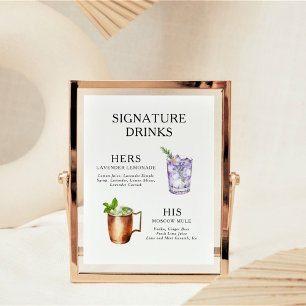 Signature-Drinks Hochzeits-Cocktail-Menü Poster