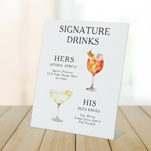 Signature-Drinks Hochzeits-Cocktail-Menü Poster Sockelschild