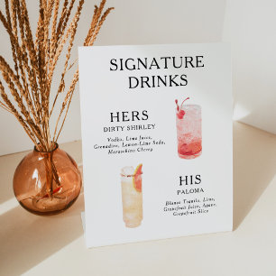 Signature-Drinks Hochzeits-Cocktail-Menü Poster Sockelschild