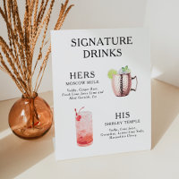 Signature-Drinks Hochzeits-Cocktail-Menü Poster