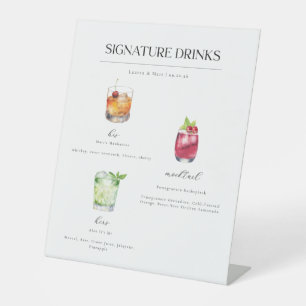 Signature Drinks Hochzeitscocktails Sockelschild