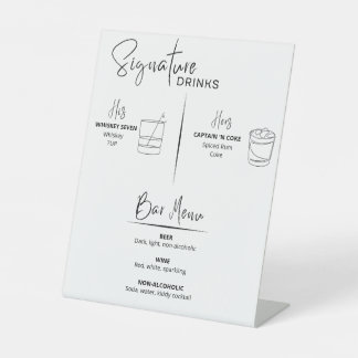 Signature Drinks Hochzeitsempfang Bar Menu Signatu Sockelschild