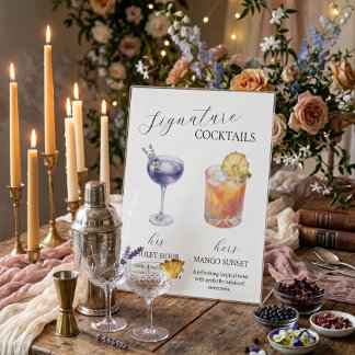 Signature-Drinks Hochzeitsmenü-Podiumsschild Sockelschild