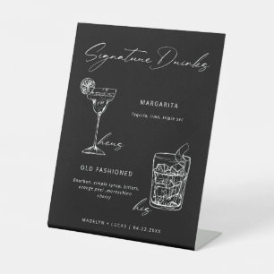 Signature-Drinks Minimalist Schwarz & Weiß Sockelschild