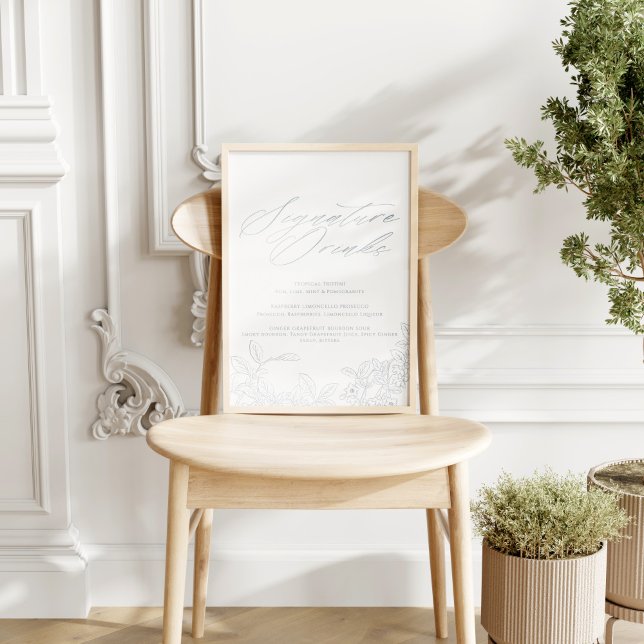Signature Drinks Moderne Vintage blaue Hochzeit Poster (Von Creator hochgeladen)