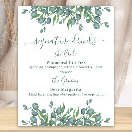 Signature Drinks Personalisiert Eukalyptus Wedding Poster
