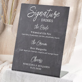 Signature Drinks Personalisierte rustikale Hochzei Sockelschild