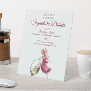 Signature Drinks Rot und Weiß Wein Tanz Hochzeit Sockelschild