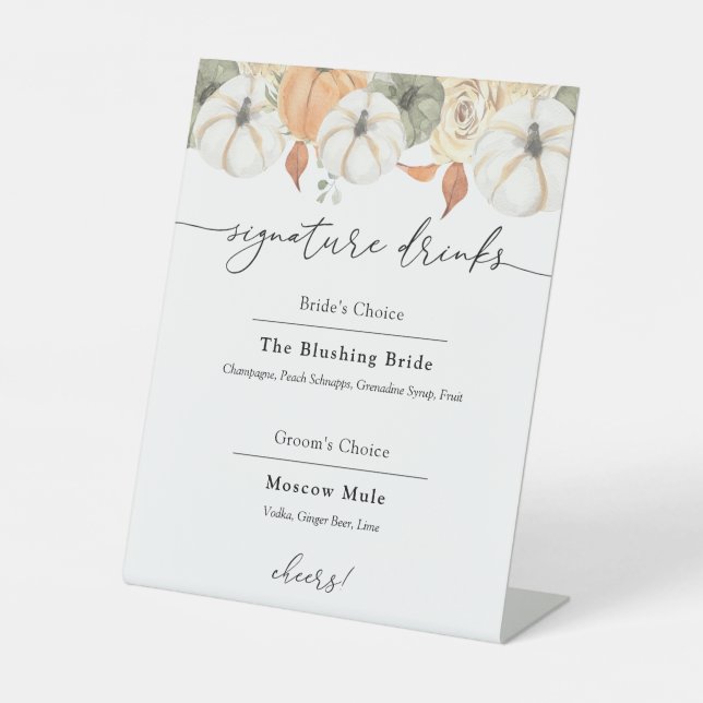 Signature Drinks rustikales Zeichen des Herbstes Sockelschild (Vorderseite)