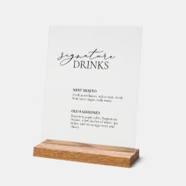 Signature Drinks Wedding Bar Acrylic Sign Acrylschild