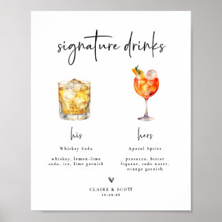 Signature Drinks Wedding Bar Sign Poster