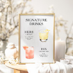 Signature Drinks Wedding Cocktail Menü Poster<br><div class="desc">Passen Sie dieses Hochzeitscocktail-Menü an und es wird sicher beeindrucken!</div>