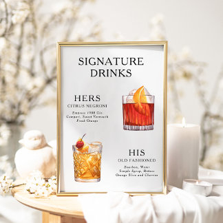 Signature Drinks Wedding Cocktail Menü Poster