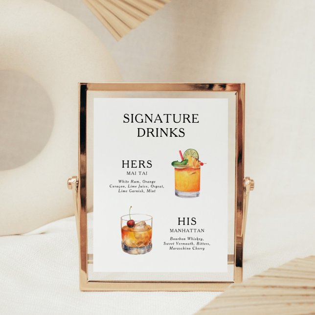 Signature Drinks Wedding Cocktail Menü Poster (Von Creator hochgeladen)