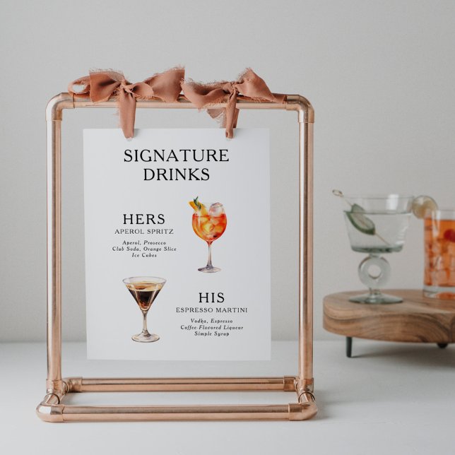 Signature Drinks Wedding Cocktail Menü Poster (Von Creator hochgeladen)