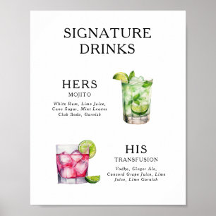 Signature Drinks Wedding Cocktail Menü Poster