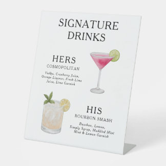 Signature Drinks Wedding Cocktail Menü Poster Sockelschild