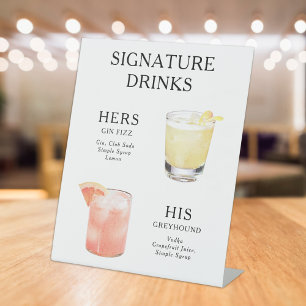 Signature Drinks Wedding Cocktail Menü Poster Sockelschild