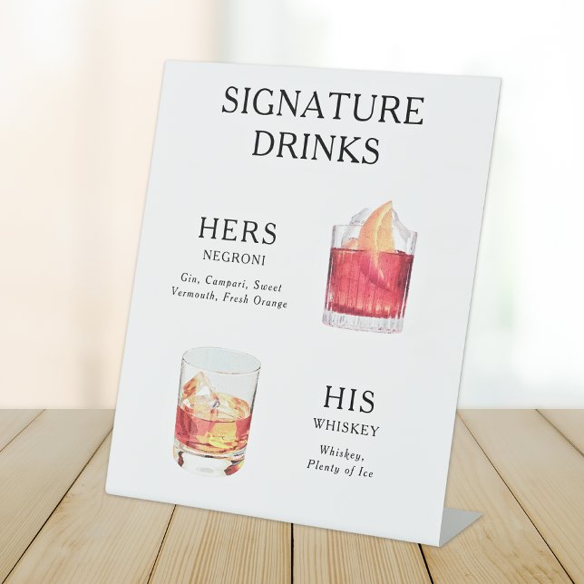 Signature Drinks Wedding Cocktail Menü Poster Sockelschild (Von Creator hochgeladen)