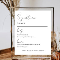 Signature Drinks Wedding Party Bar Menu Seine Hers