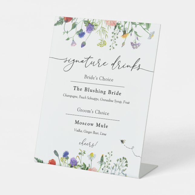 Signature Drinks Wildblumen und Buzzing Bienen  Sockelschild (Vorderseite)