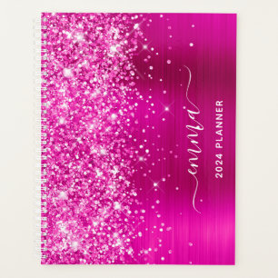 Signature en foil rose chaud pailleté avec fioritu