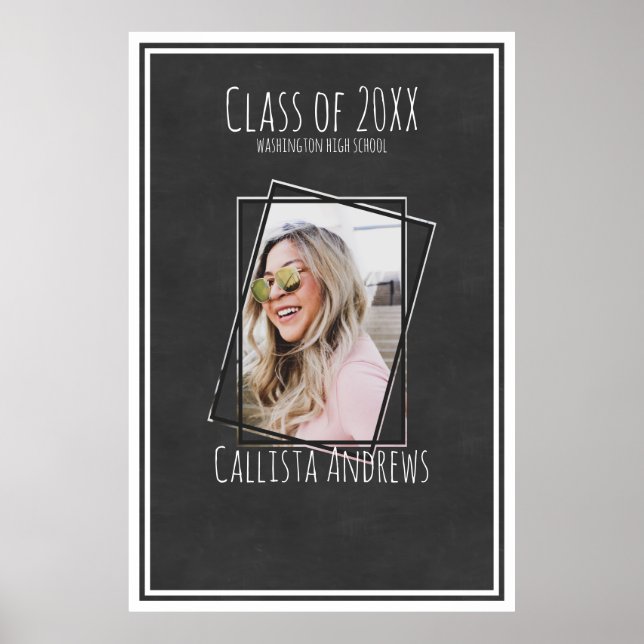 SIGNATURE Foto Black Chalkboard Graduierungsparty Poster (Vorne)