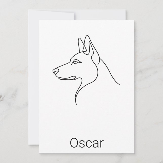 Signature German Shepherd One Line Art Personalize Karte (Vorderseite)