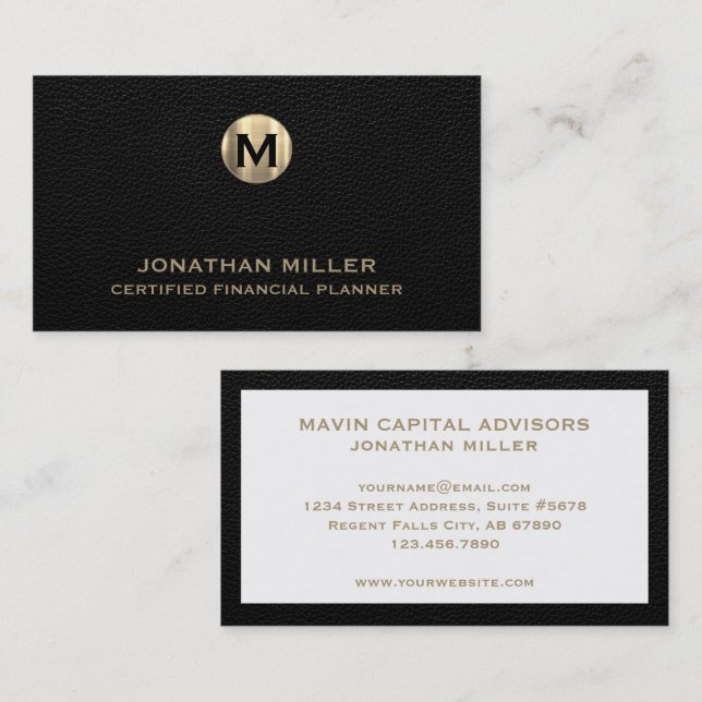 Signature Gold Monogram Financial Professionals Visitenkarte (Vorne/Hinten)