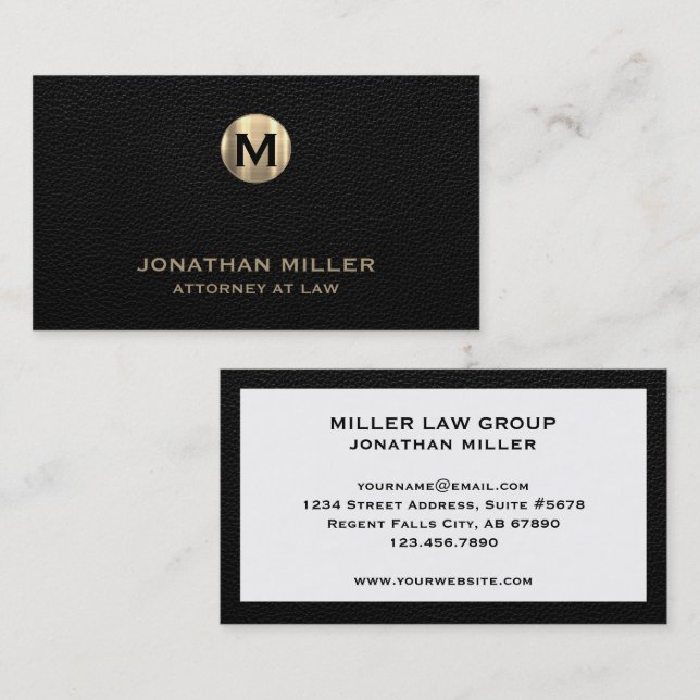 Signature Gold Monogram Legal Professionals Visitenkarte (Vorne/Hinten)
