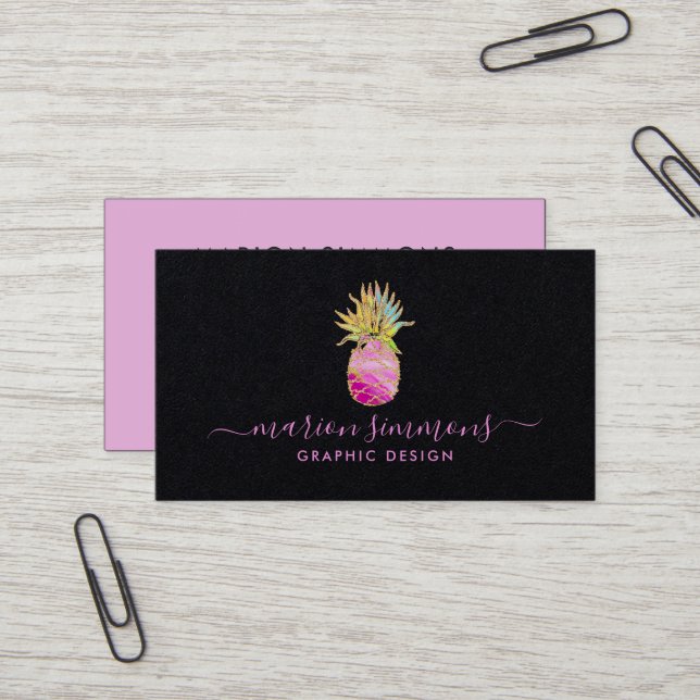 Signature Imitats Gold Ananas Business Card Visitenkarte (Vorderseite/Rückseite Beispiel)