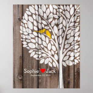 signature mariage du livre d'or bois jaune