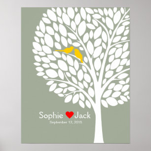 signature mariage du livre d'or bois jaune