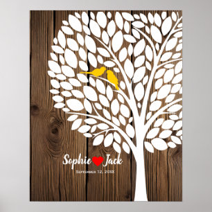 signature mariage du livre d'or bois jaune