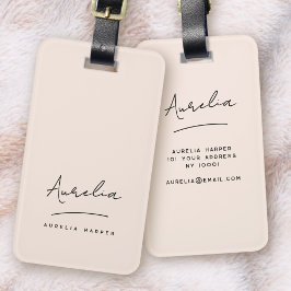 Signature Monogram Blush Pink Elegante Feminine Gepäckanhänger