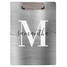Signature Monogram Silver Shimmer Foil Klemmbrett