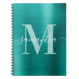 Signature Monogramm Aqua Türkis Schimmerfolie  Notizblock