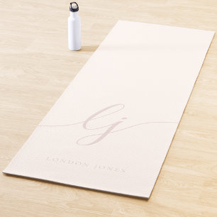 Signature Name Simple Calligraphy Ivory Rose Pink Yogamatte