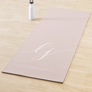 Signature Name Simple Calligraphy Pink Ivory Yogamatte