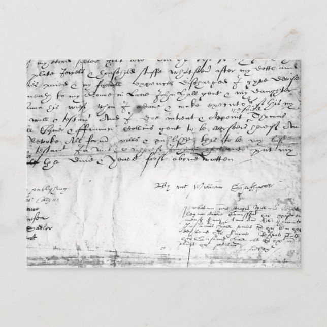Signature of William Shakespeare , 1616 Postkarte (Vorderseite)