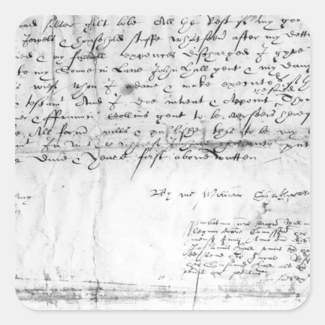 Signature of William Shakespeare , 1616 Quadratischer Aufkleber (Vorderseite)