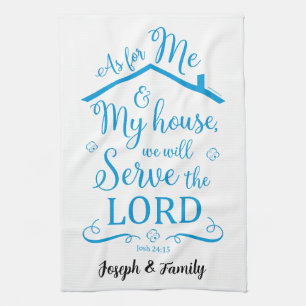 Signature personnalisée Joshua 24:15 Torchon (bleu