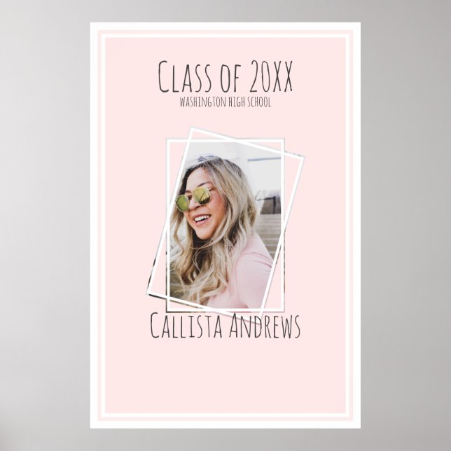 SIGNATURE Photo Simple Pink White Graduation Party Poster (Vorne)