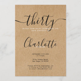 Signature Rustic Kraft 30. Geburtstag Einladung