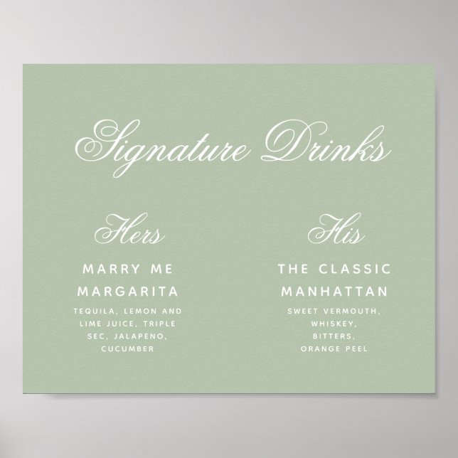 Signature Sage Drinks Grüne Hochzeitsskrippe Poster (Vorne)