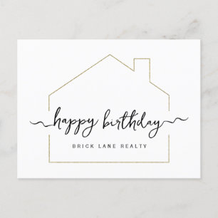 Signature Schrift Happy Birthday Immobilien Postkarte